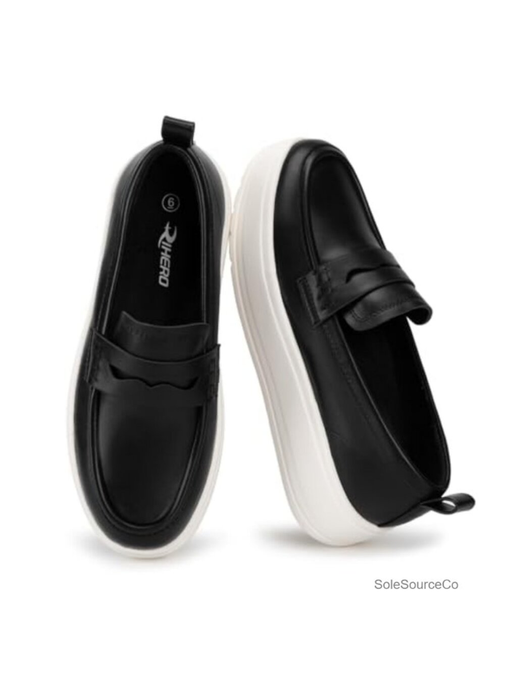 Women's Platform Loafers Slip On Comfortable Work Casual Shoes Faux Leather - Picture 2 of 6